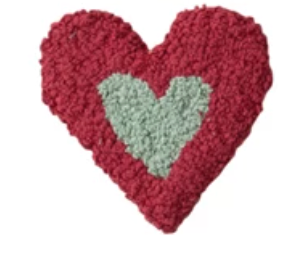 Cotton Tufted Heart-Shaped Coaster w/ Heart/Stripes/Check Pattern, 12 Styles