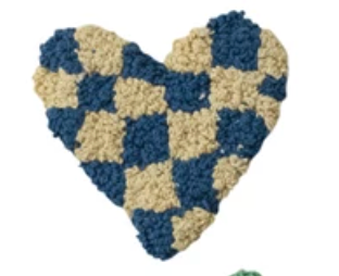 Cotton Tufted Heart-Shaped Coaster w/ Heart/Stripes/Check Pattern, 12 Styles