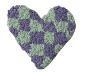 Cotton Tufted Heart-Shaped Coaster w/ Heart/Stripes/Check Pattern, 12 Styles