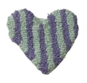 Cotton Tufted Heart-Shaped Coaster w/ Heart/Stripes/Check Pattern, 12 Styles