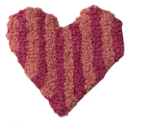Cotton Tufted Heart-Shaped Coaster w/ Heart/Stripes/Check Pattern, 12 Styles