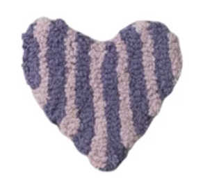 Cotton Tufted Heart-Shaped Coaster w/ Heart/Stripes/Check Pattern, 12 Styles