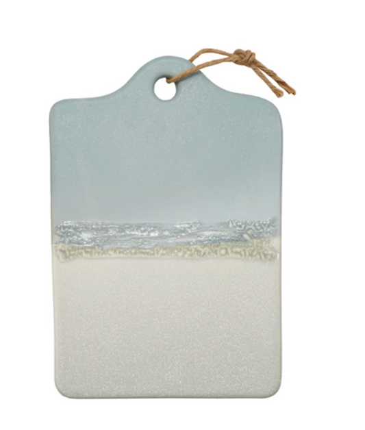 Stoneware Cheese/Serving Board w/ Jute Tie, Reactive Glaze (Each One Will Vary)