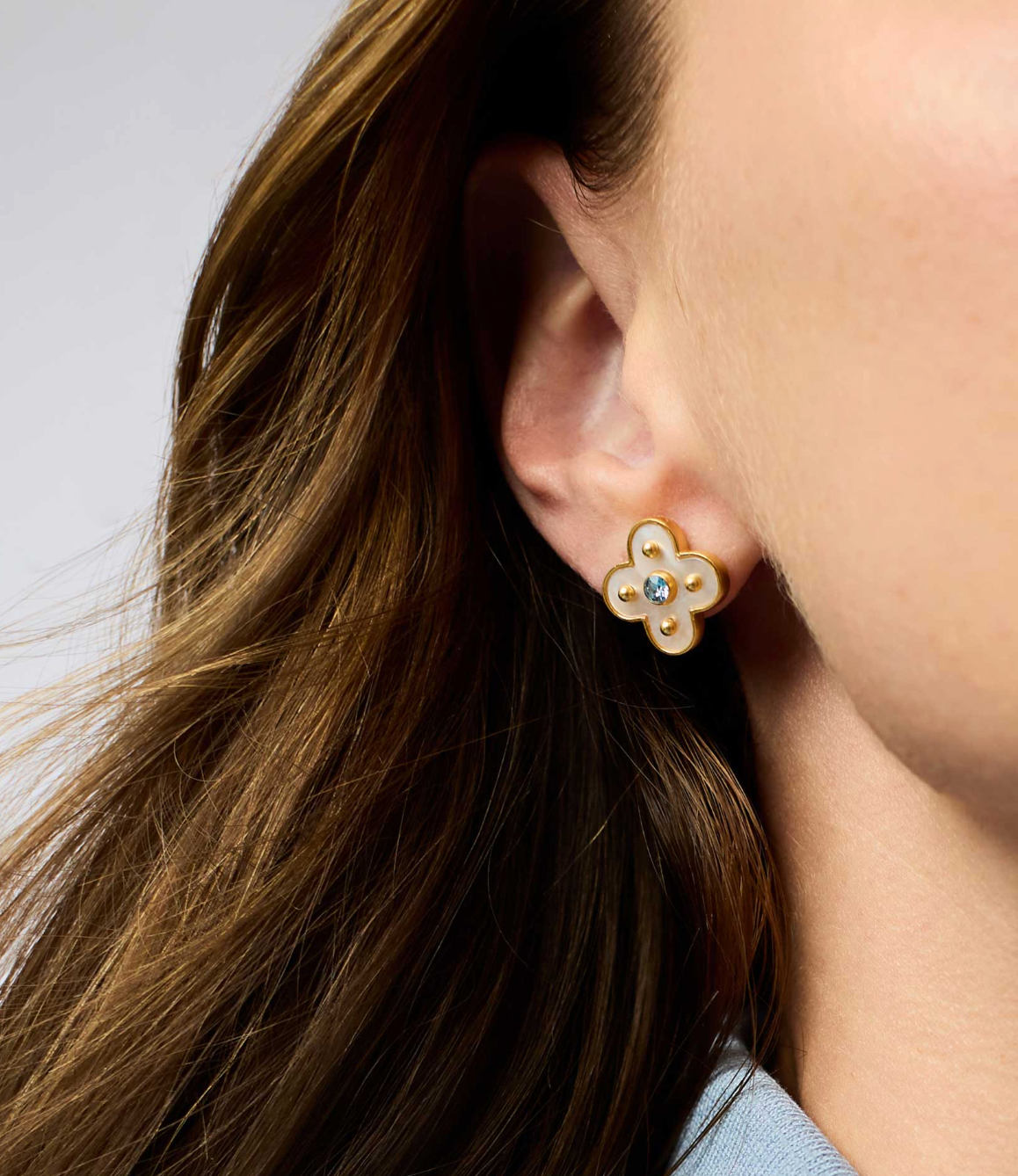 Colette Stud-Chalcedony Blue