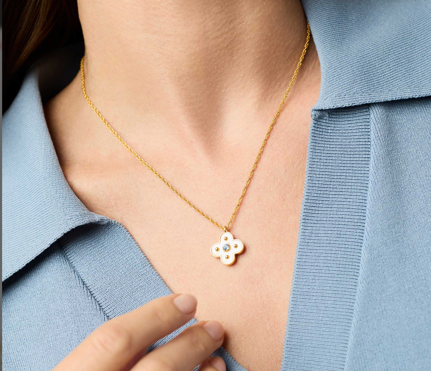 Colette Delicate Necklace-Chalcedony Blue