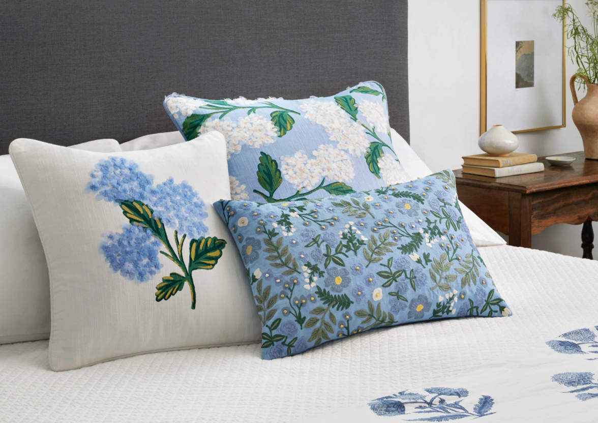 Hydrangea Embellished Pillow