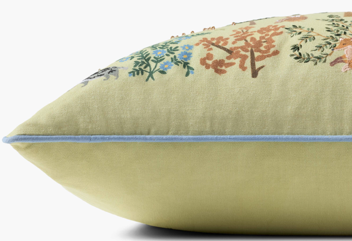 Woodland Forest Embroidered Pillow-Pistachio