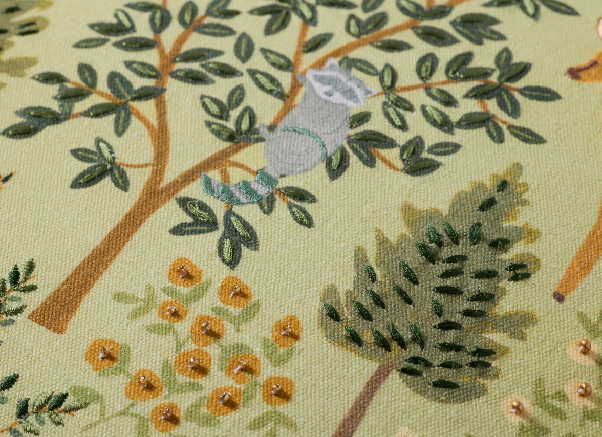 Woodland Forest Embroidered Pillow-Pistachio