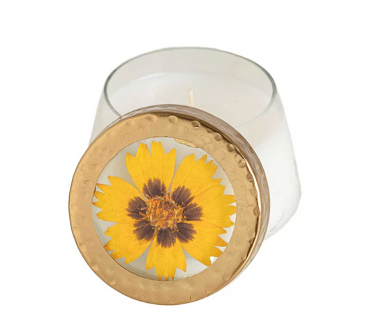 Petite Pressed Floral Candle - Honey Tobacco