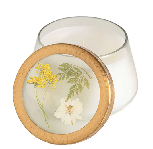 Accent Pressed Floral Candle - Honey Tobacco