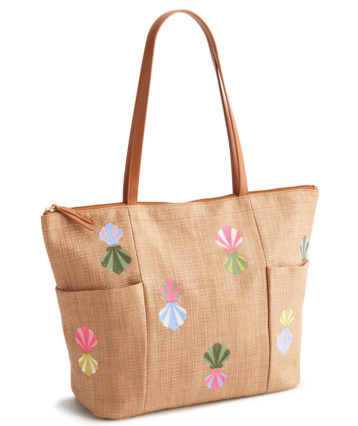 Fairhill Tote- Shells in Woven Faux Straw