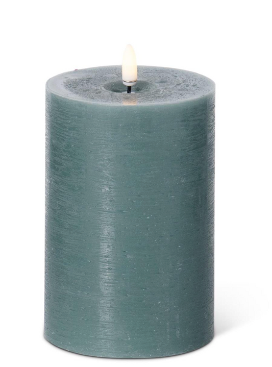 6x4 Inch Dark Green ON/OFF Touch LED Pillar Candle w/Timer