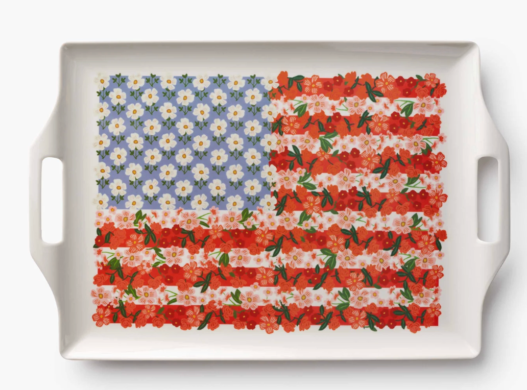 Americana Melamine Serving Platter with Handles