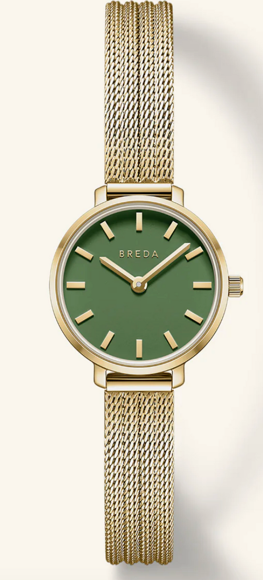 Beverly Mesh Watch - Gold w/ Green Dial