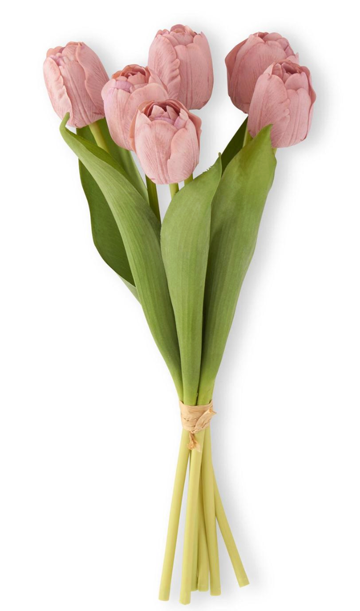 13 Inch Coral Real Touch Tulip Bundle (6 Stem)