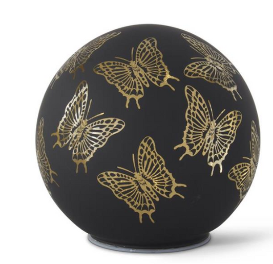 Black & Gold Laser Engraved Butterfly LED Globe- Large