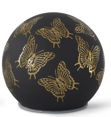 Black & Gold Laser Engraved Butterfly LED Globe- Medium