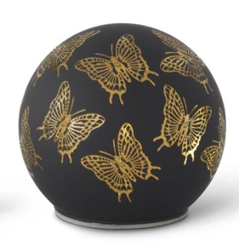 Black & Gold Laser Engraved Butterfly LED Globe- Small