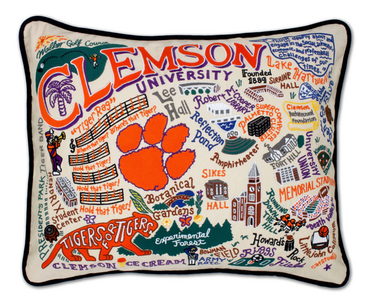 Clemson University Collegiate Embroidered Pillow