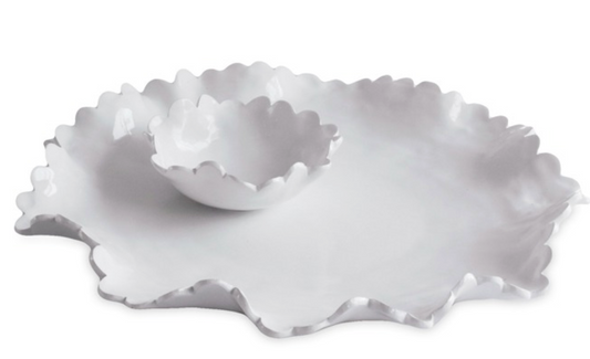 VIDA Colette Round Platter with Mini Dip Bowl (White)