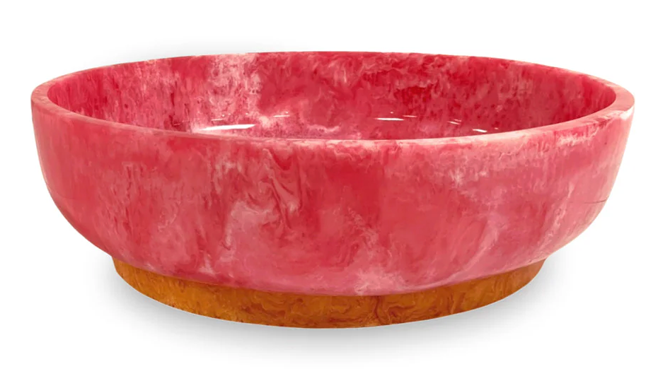 RESIN Rio Large Oval Bowl with Base (Pink and Orange)