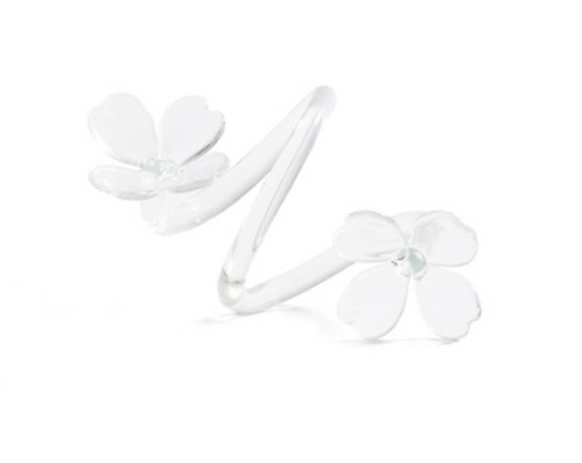 Botanica Set/4 Glass Flower Napkin Rings-Clear