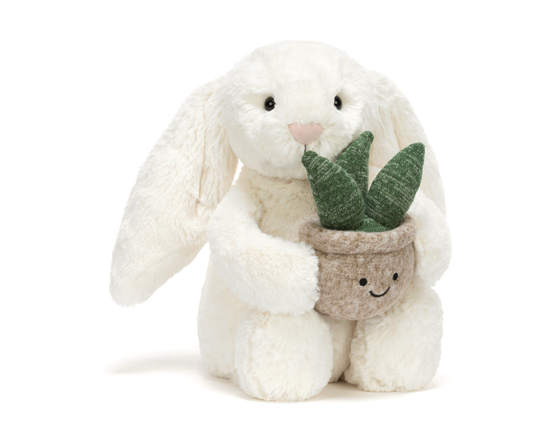 Cream Bunny with Plant