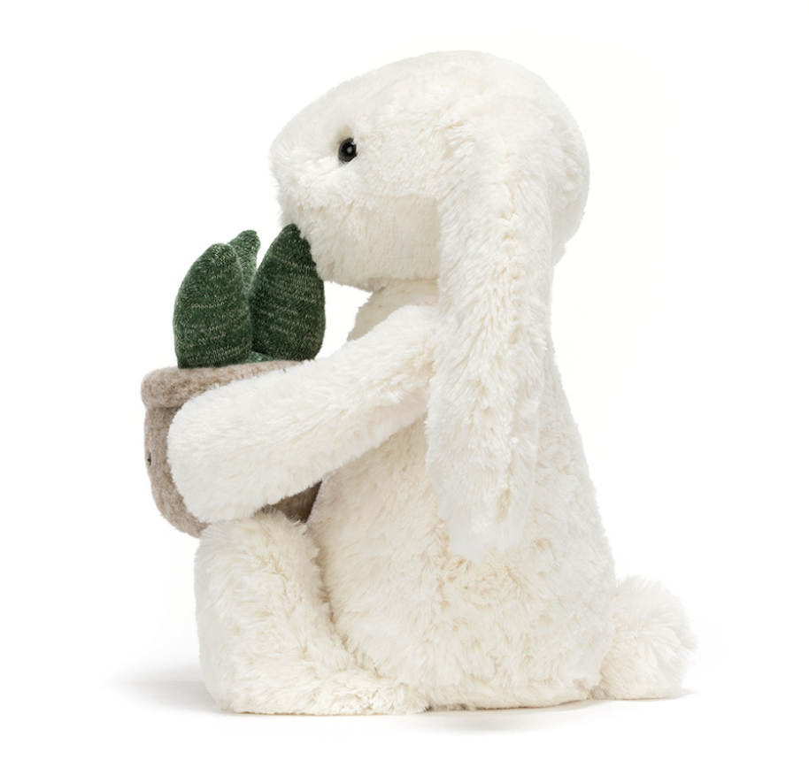 Cream Bunny with Plant