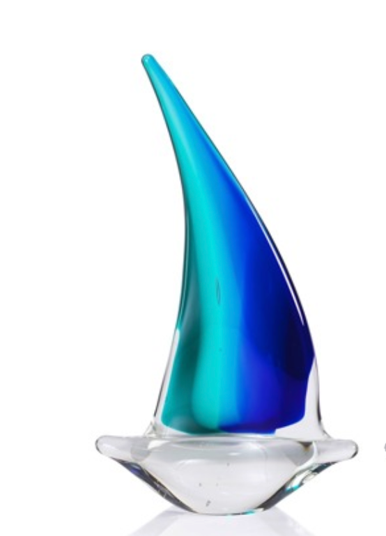 Marisol Decorative Glass Sailboats-Blue and Amber