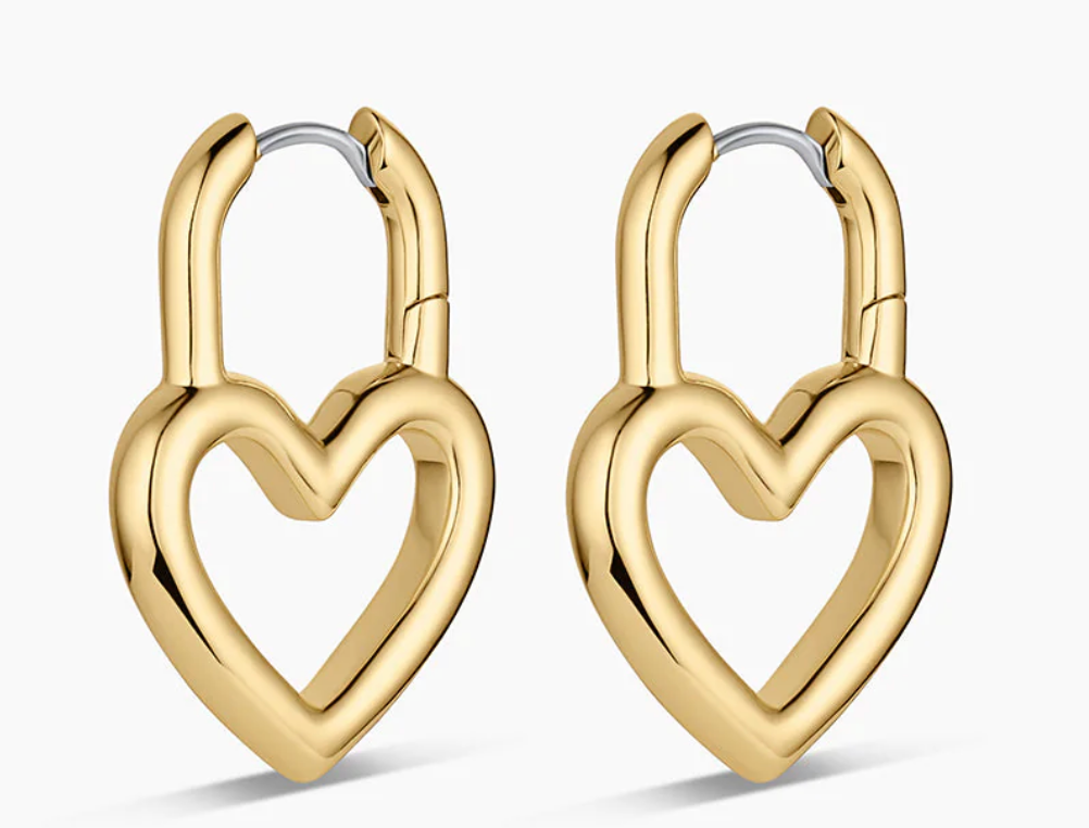 Open Heart Padlock Hoops