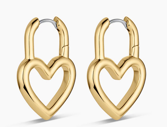 Open Heart Padlock Hoops