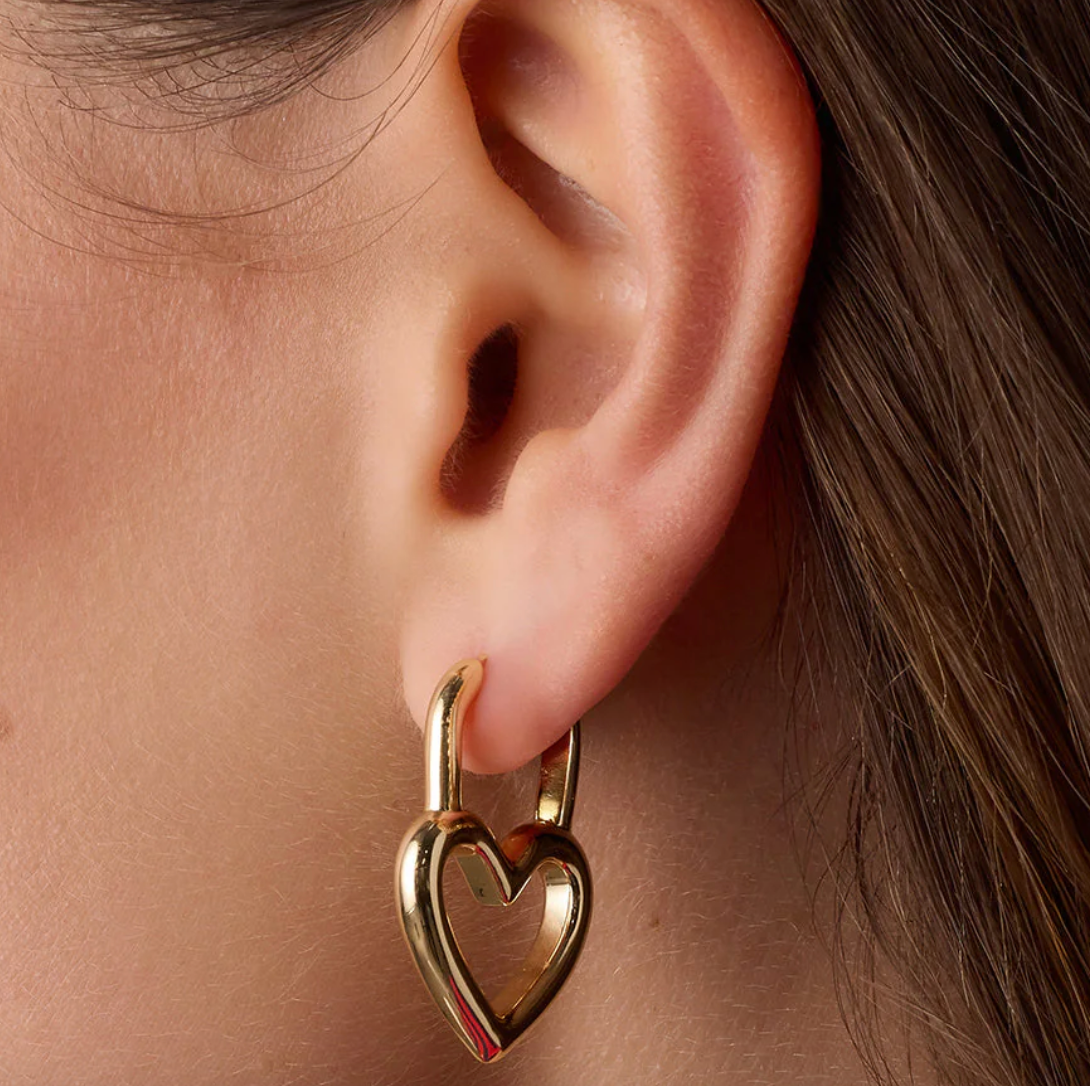 Open Heart Padlock Hoops