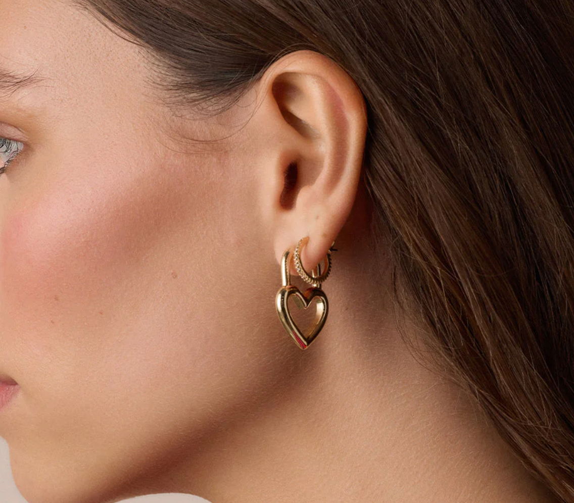 Open Heart Padlock Hoops