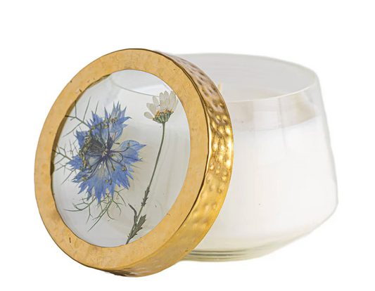 Petite Pressed Floral Candle - Sea Salt Mist