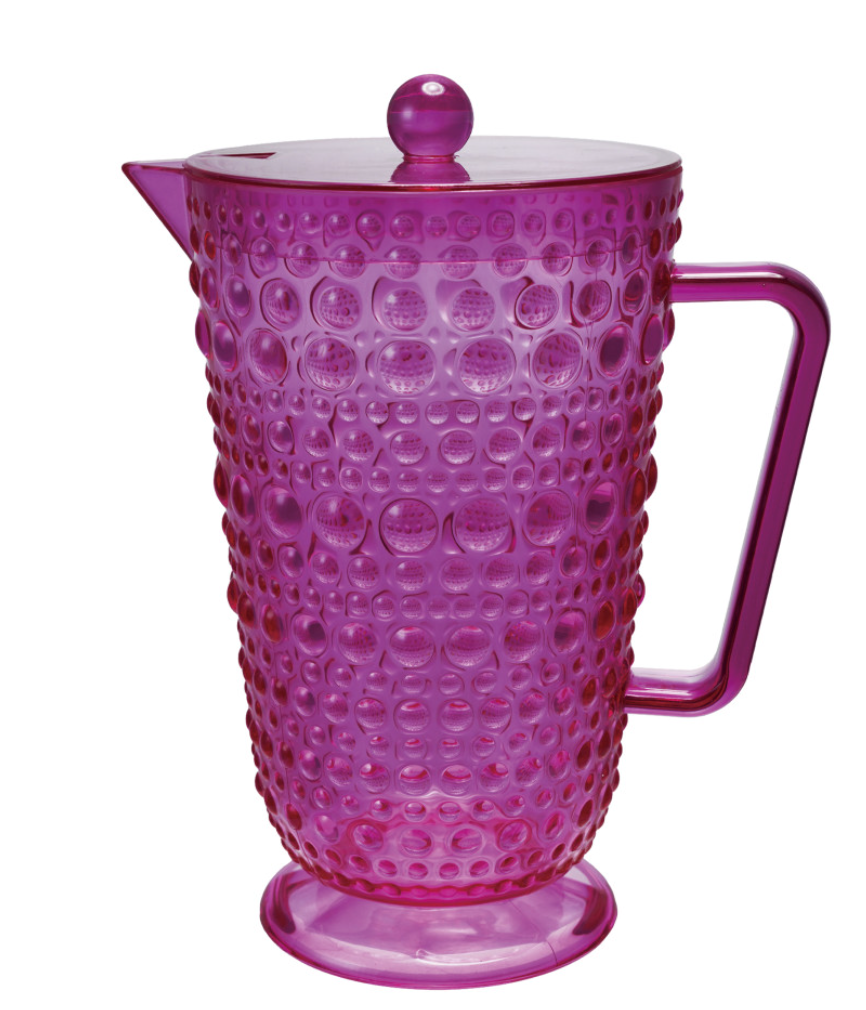 2 Quart Acrylic Footed Pitcher with Lid & Raised Dots