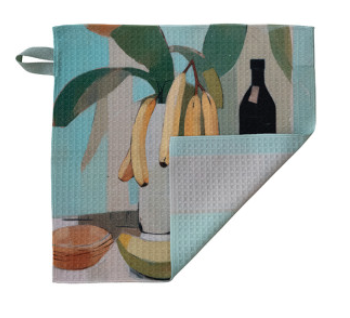 Printed Recycled Microfibre Two-Sided Dish Cloth, 8 Styles