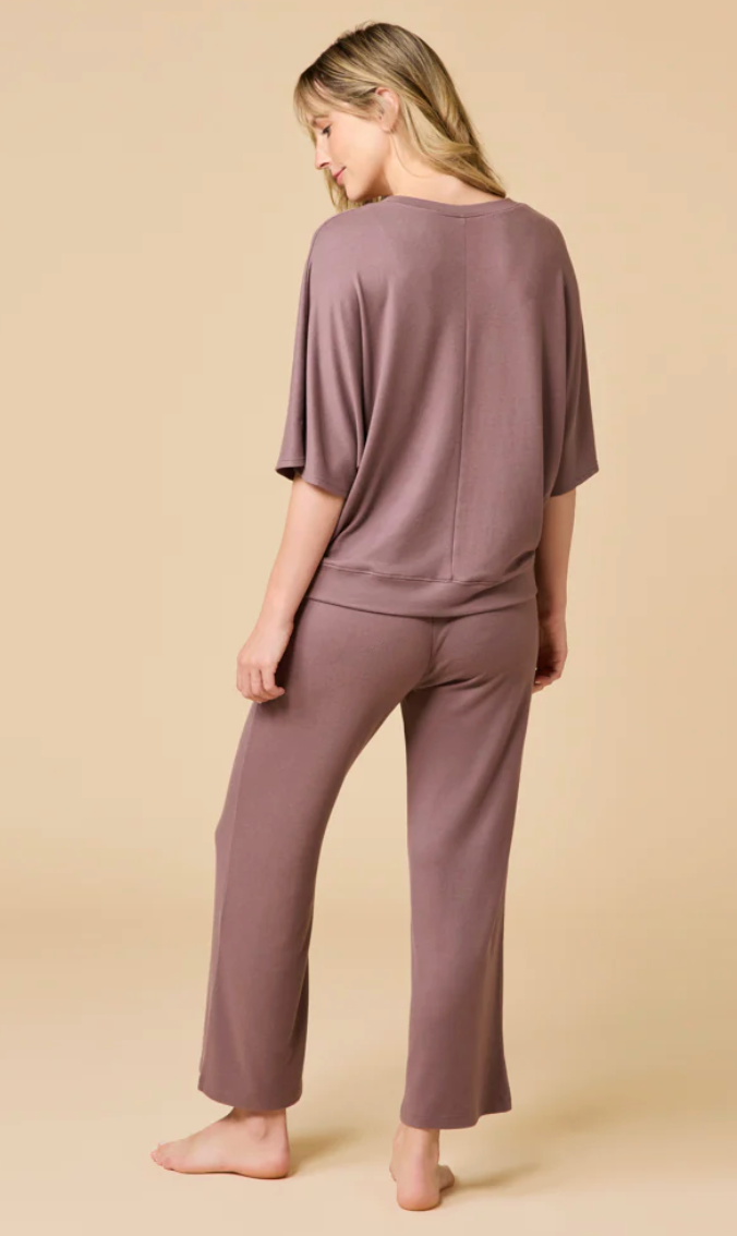 Dream Relaxed V-neck with Capri Lounge Set- Driftwood