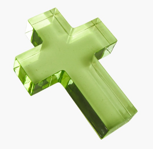 Small Green Cross Acrylic Weight