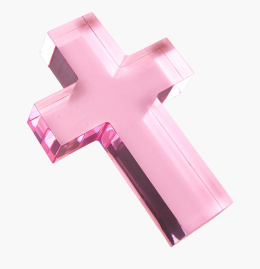 Small Pink Cross Acrylic Weight