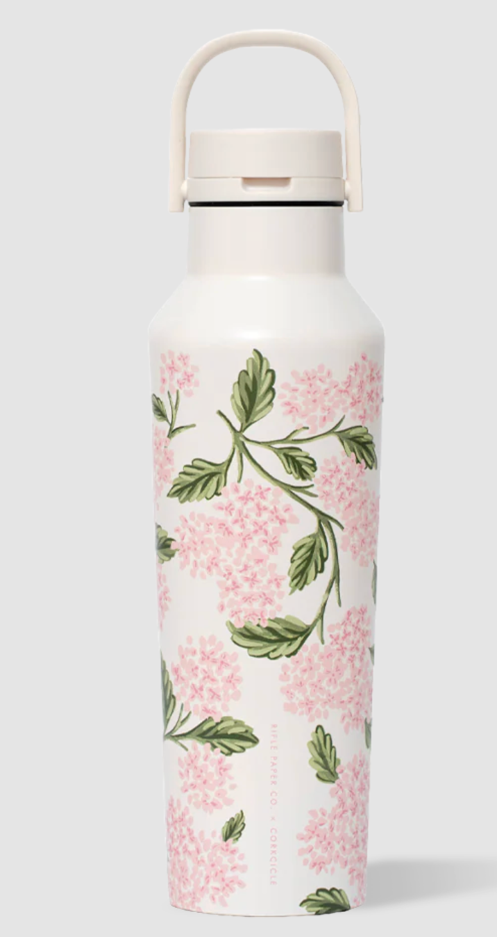 Corkcicle-Rifle Paper Co. Sport Canteen-Pink Hydrangea