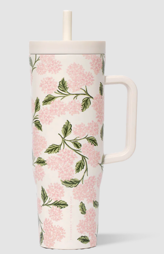 Corkcicle-Rifle Paper Co. Leakproof Cruiser 40oz-Pink Hydrangea