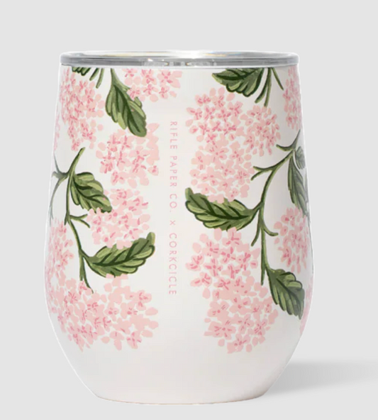 Corkcicle-Rifle Paper Co. Stemless-Pink Hydrangea