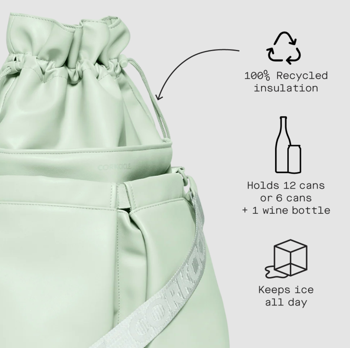 Corckcicle-Beverage Bucket Bag- Sage Mist