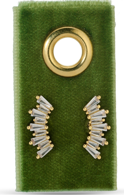 Curved Baguette Studs on Velvet Gift Tag