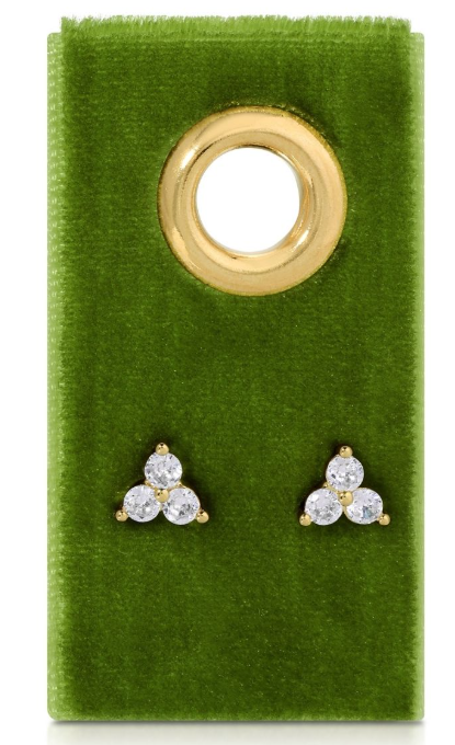 Triple CZ Cluster on Velvet Tag