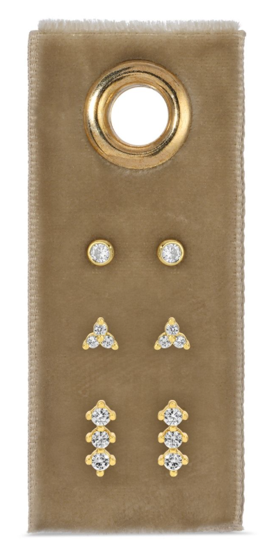Stud, Cluster, Bar- Set/3 Velvet Tag