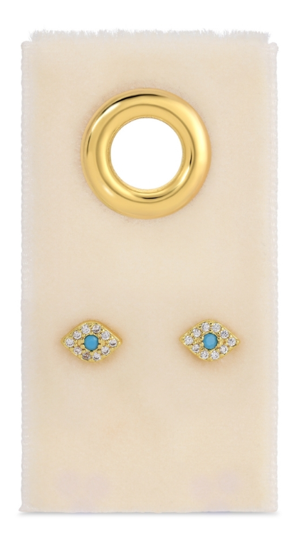 Evil Eye Studs on Velvet Gift Tag