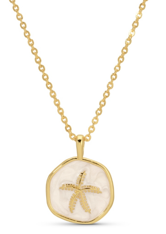 Necklace - Starfish/White Enamel Pendant