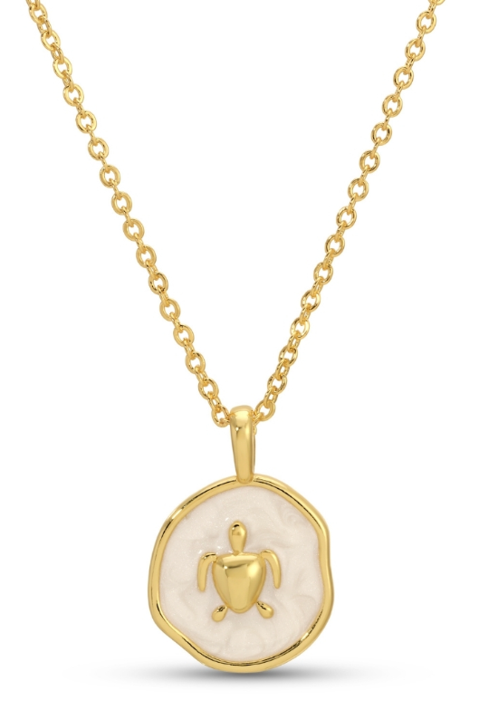 Necklace - Turtle/White Enamel Pendant