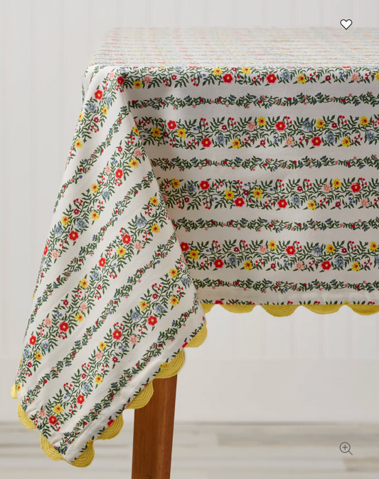 Rosette Stripe Cotton Tablecloth 70x90